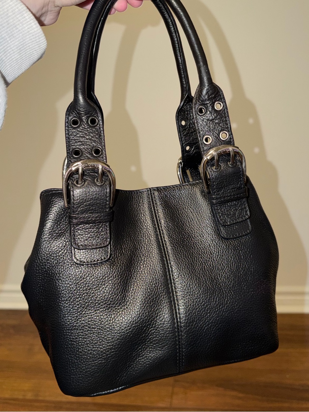 Tignanello Black Leather Bag Purse